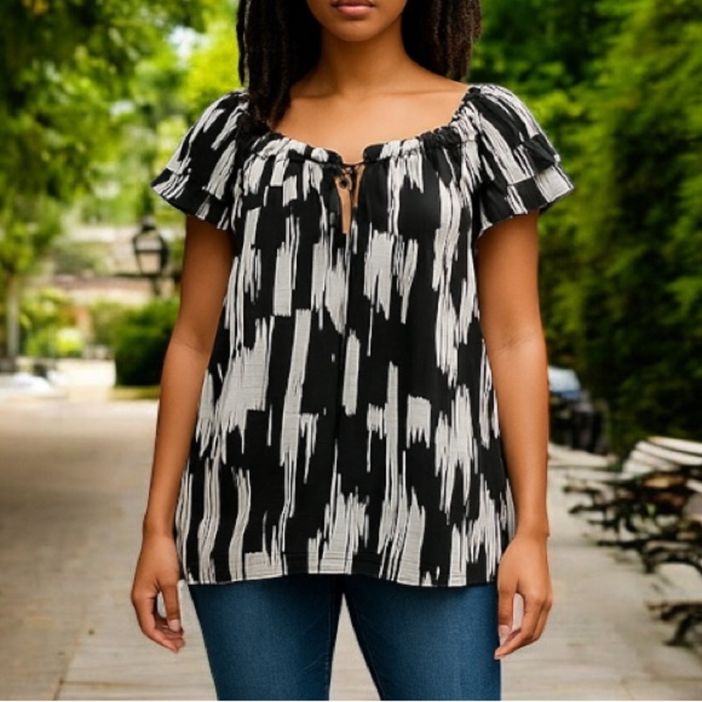 Fred David Black and White Blouse